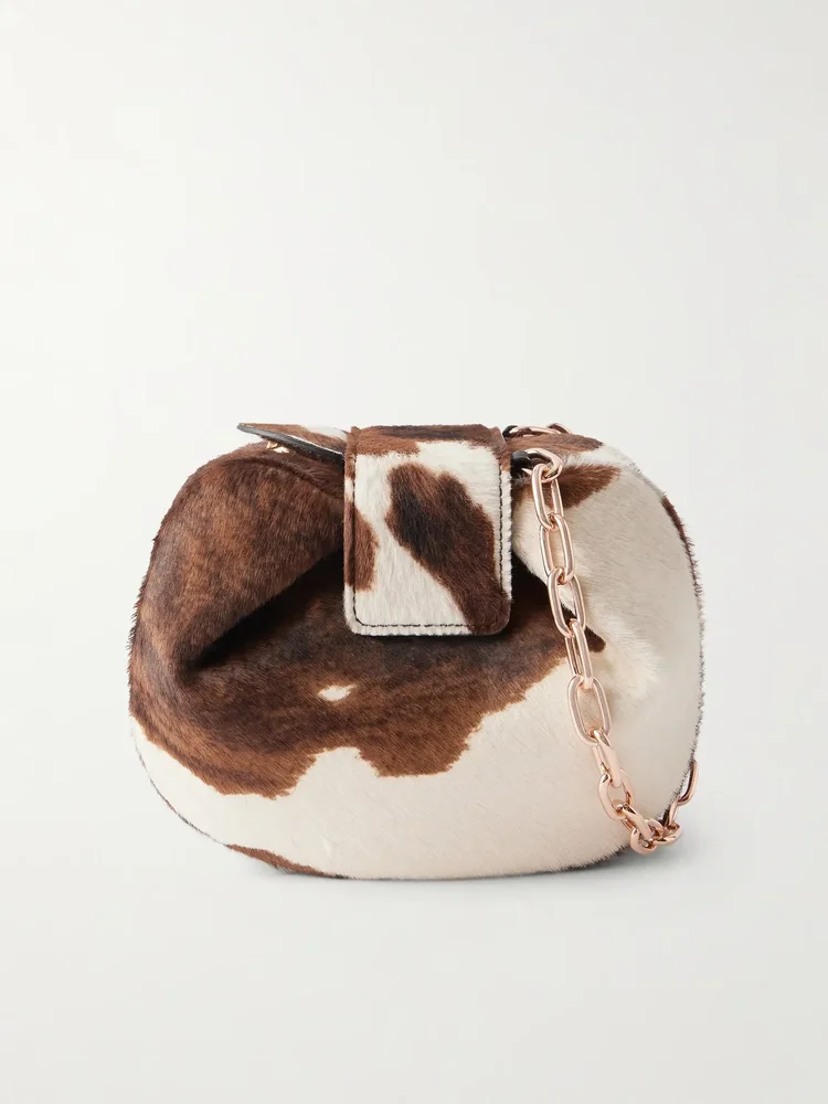 Soft Demi Cow-Print Calf-Hair Clutch