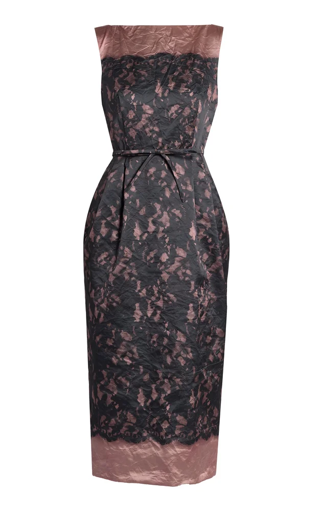 Textured Satin Midi Dress