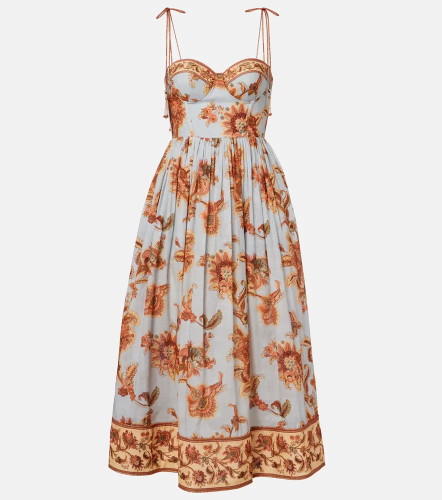 Aster paisley cotton bustier dress