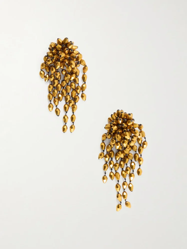 Hanabi gold-tone crystal clip earrings