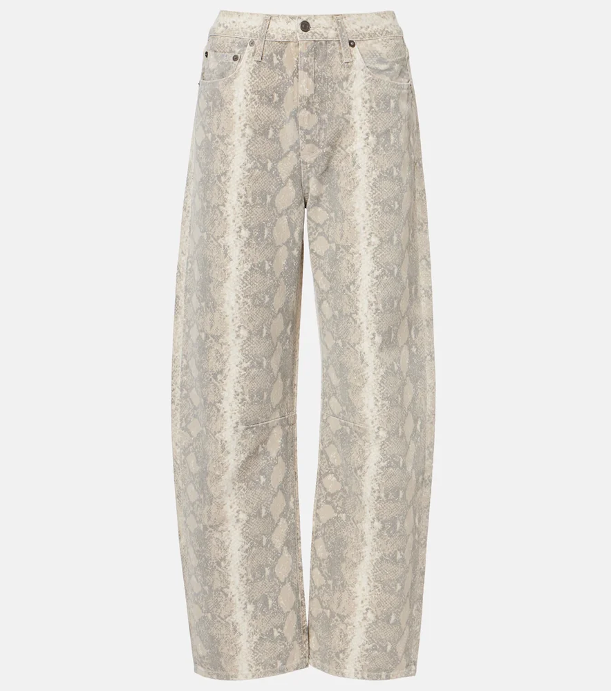 Miro snake-print barrel-leg jeans