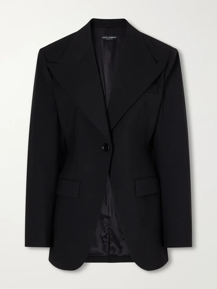 Darted wool-blend gabardine blazer