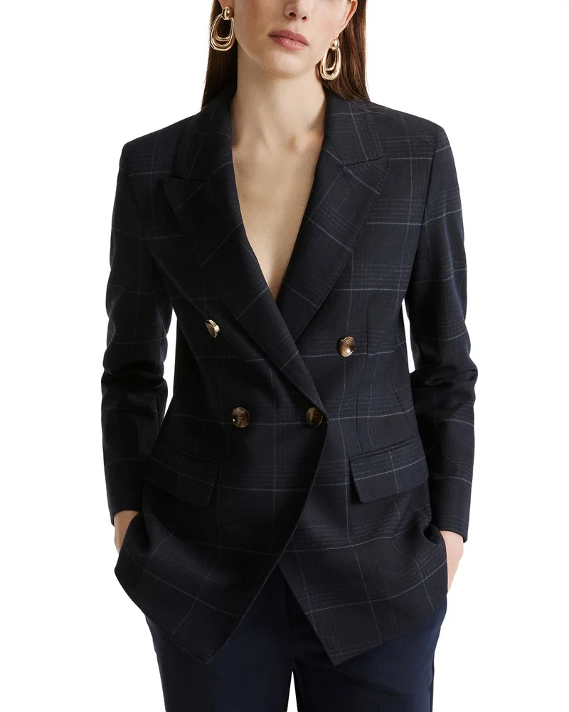 Mllefedra Plaid Double Breasted Blazer