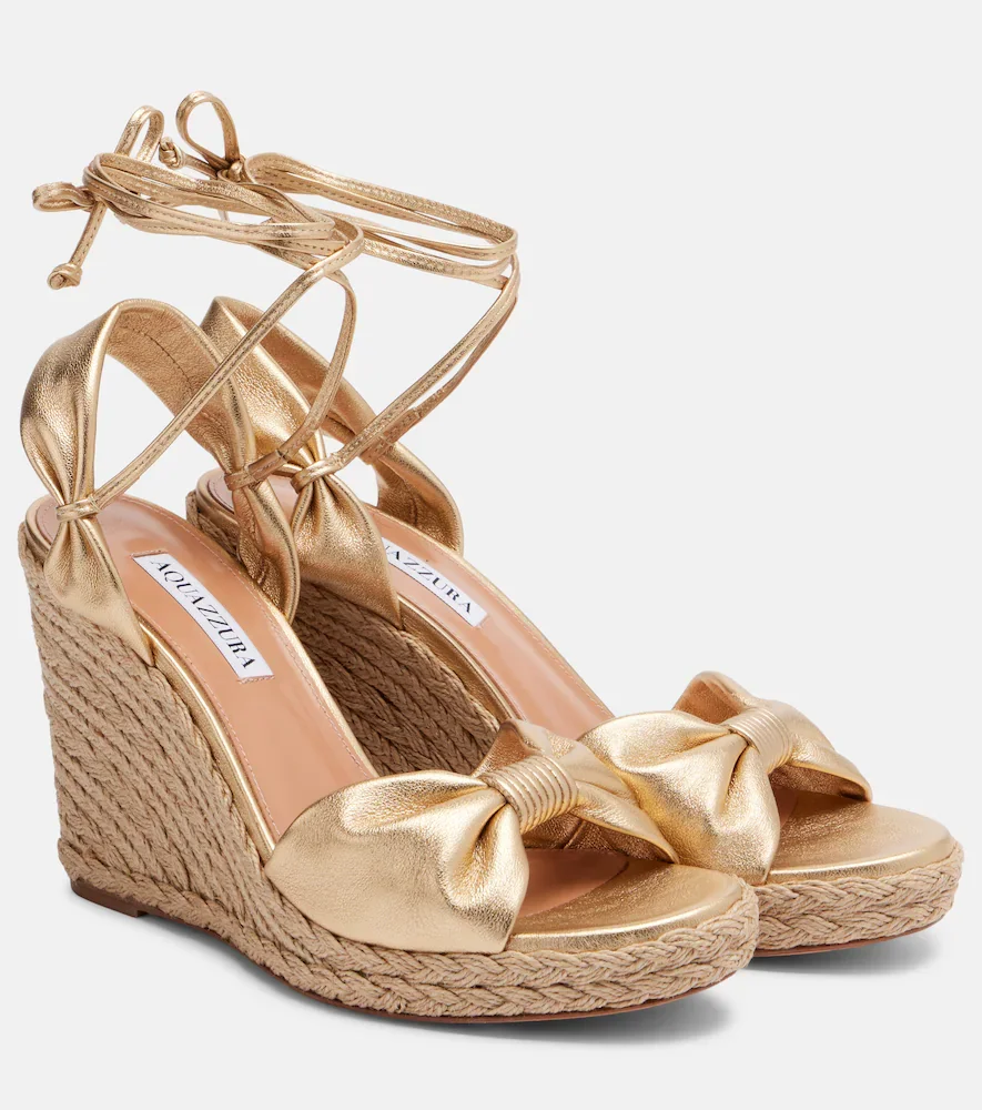 Carina metallic leather espadrille wedges