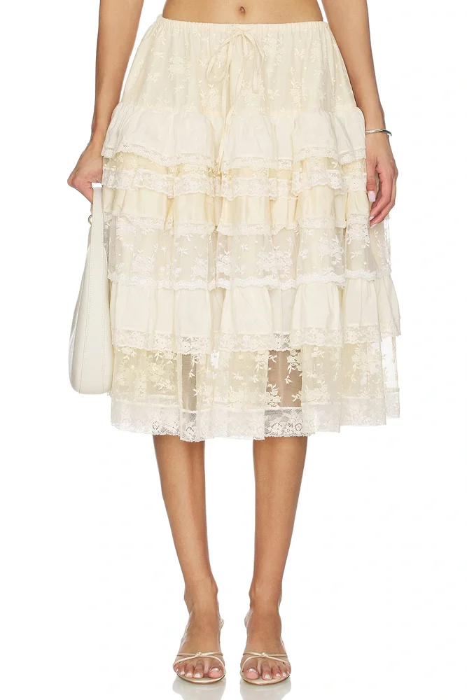 Tiered Lace Ruffle Skirt