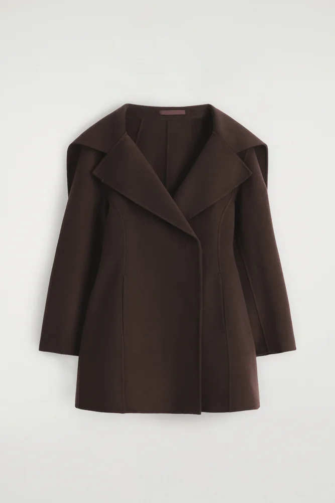 Sculpted Double-faced Wool Short Coat