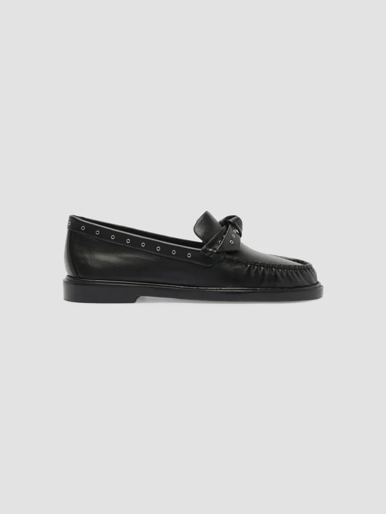 Clarita Mini-Eyelet Leather Loafers