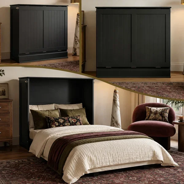 Winthrop Wood Murphy Bed Chest with 4-inch Mattress, Twin