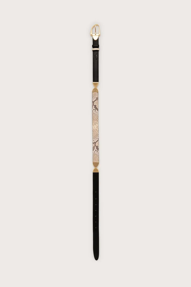 Ailani Swivel Belt in Faded Python and Black