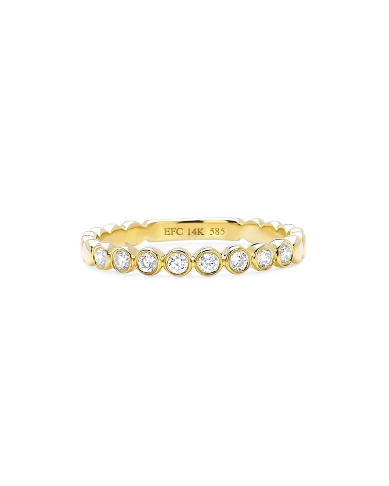 14K Yellow Gold Diamond Bezel Stack Ring
