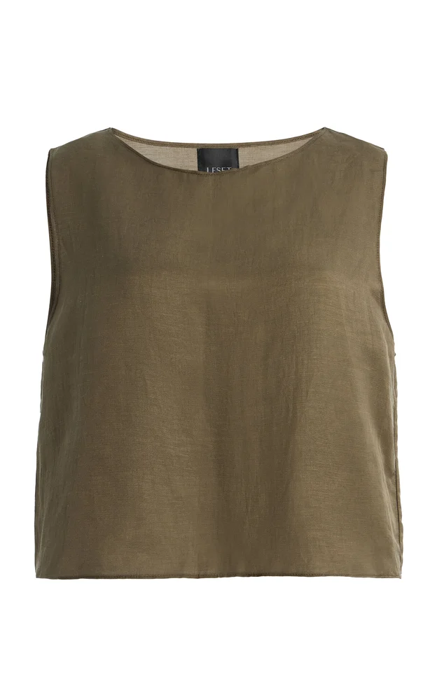 Daniel Cropped Linen-Blend Top