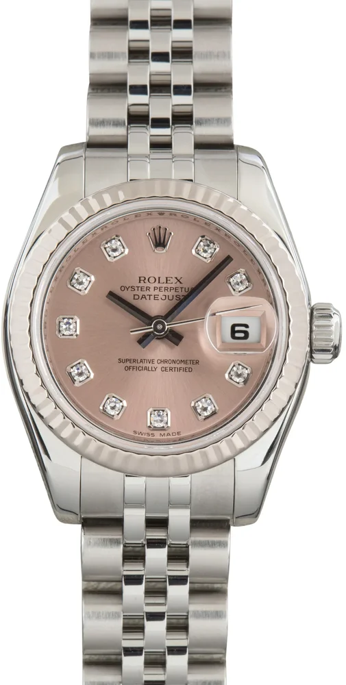 Pre-Owned Rolex Lady-Datejust 26 179174 Pink Diamond Dial Stainless Steel
