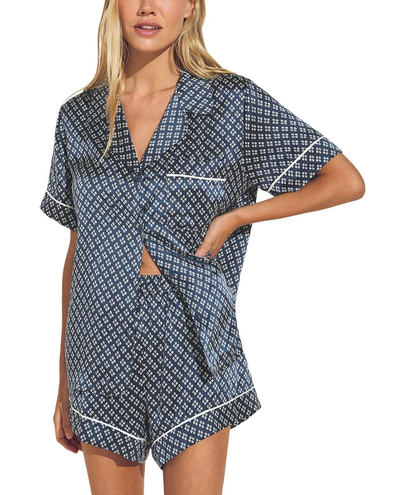 Inez Printed Washable Silk Short Pajama Set