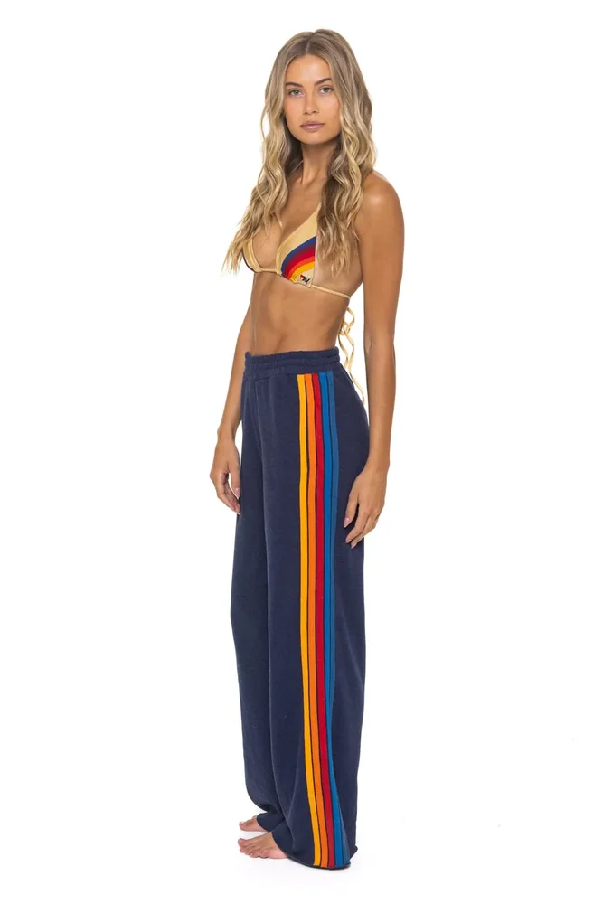 Aviator Nation Navy 5 Stripe Wide Leg Sweatpants