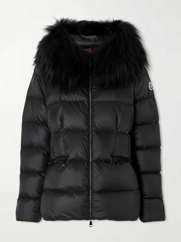 boed shearling trimmed hooded quilted shell down jacket