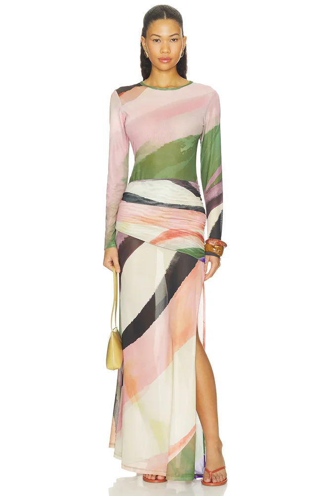 Wrap Mesh Maxi Dress