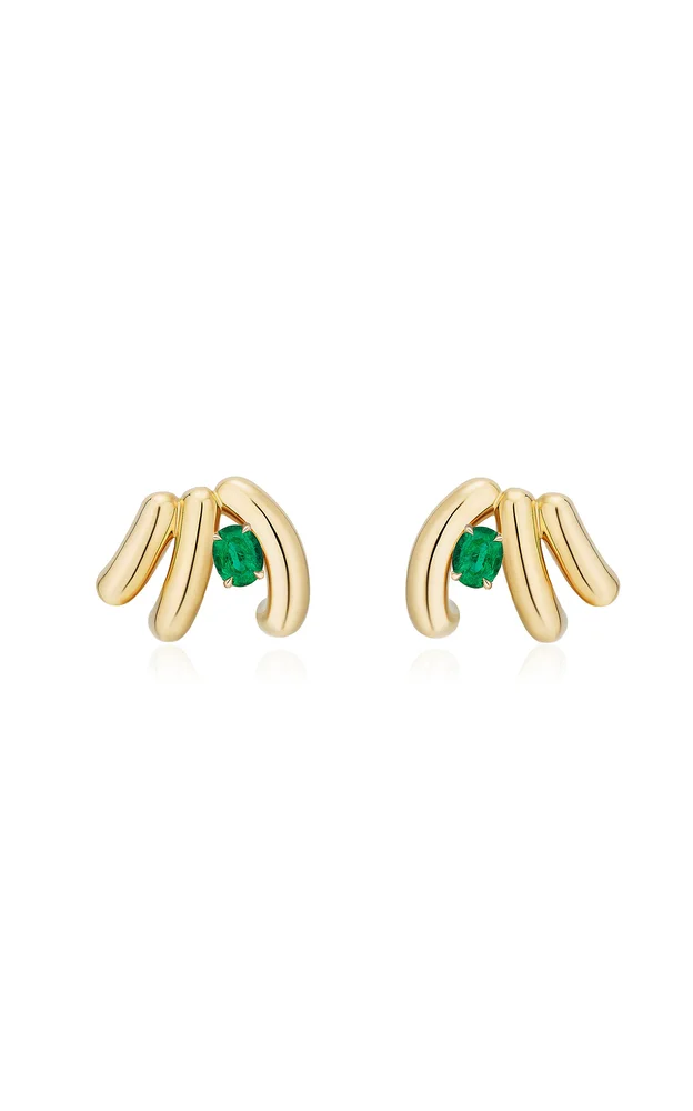 Siren 14K Yellow Gold Emerald Earrings