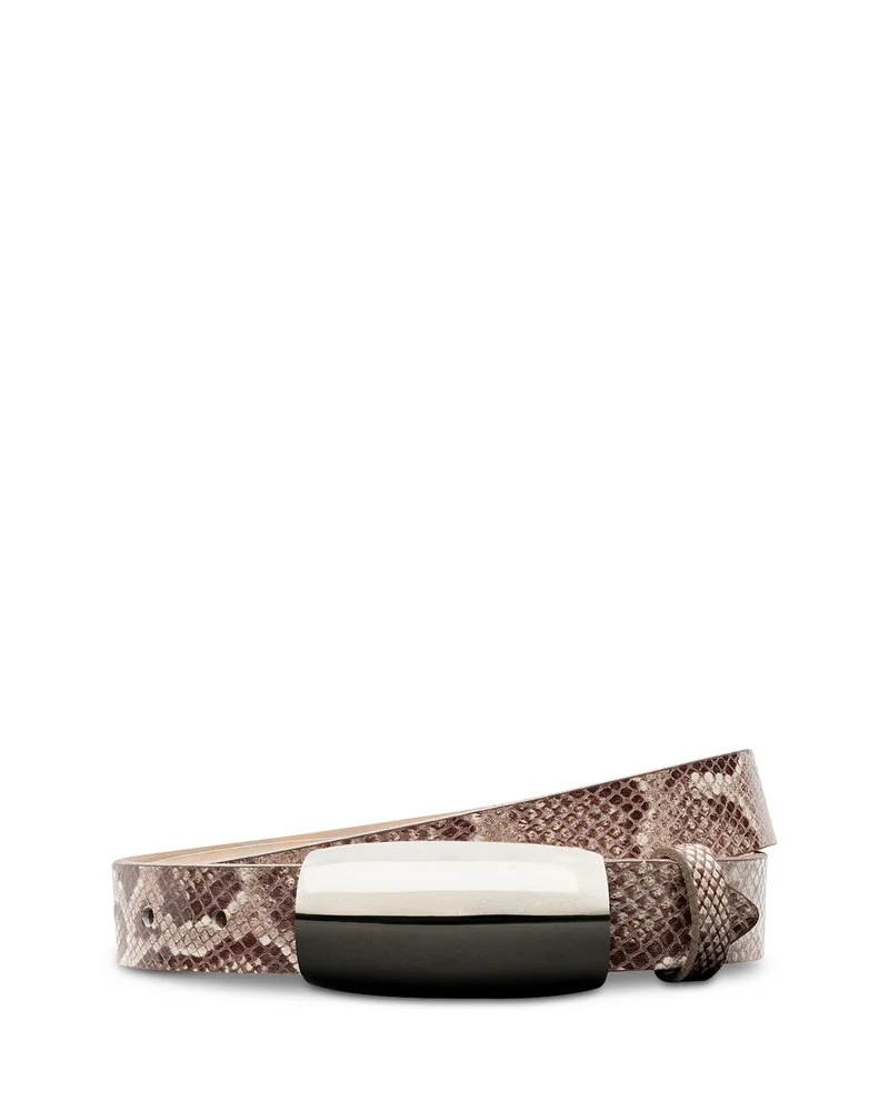 Marlowe Snake-Embossed Leather Belt
