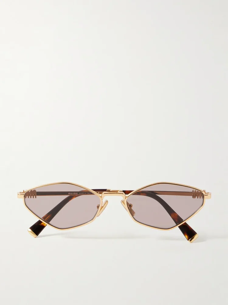 Miu Miu Hexagon-Frame Gold-Tone Sunglasses