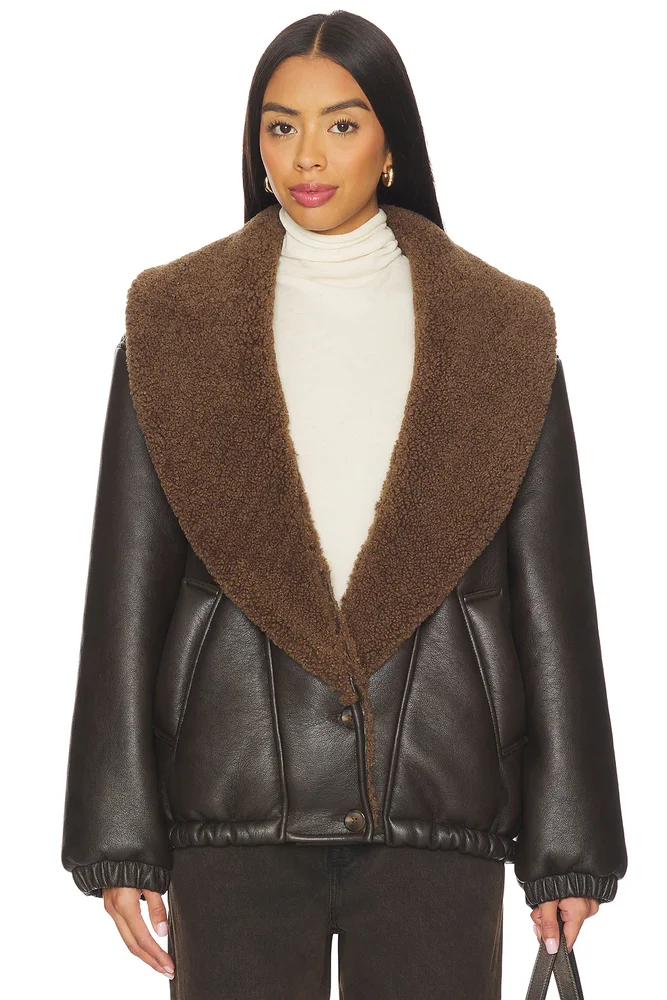 Vegan Leather Distressed Bomber Jacket