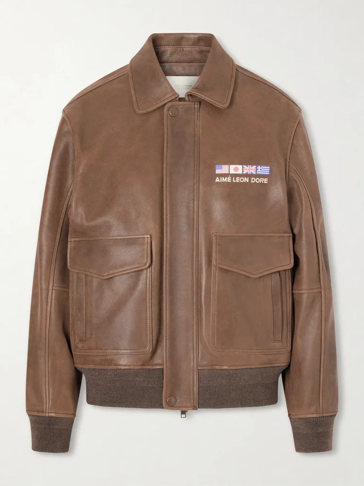 World’s Borough printed leather jacket