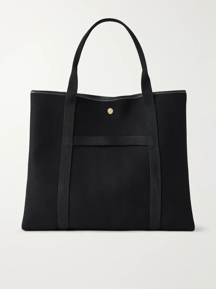 Traversée leather-trimmed canvastote