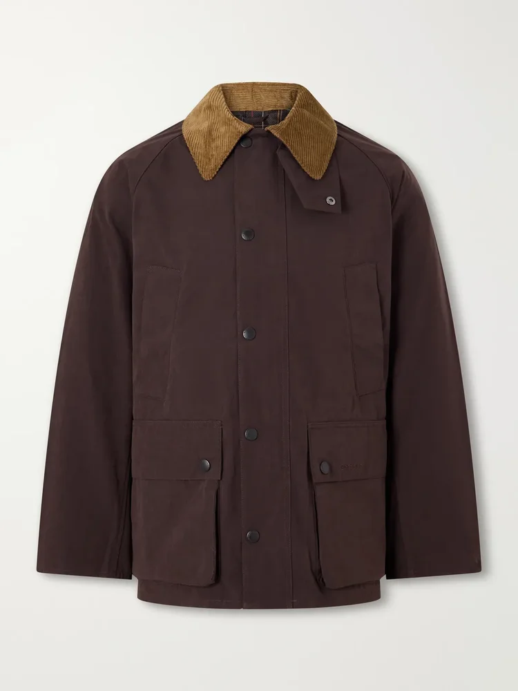 Bedale Corduroy-Trimmed Waxed Woven Jacket