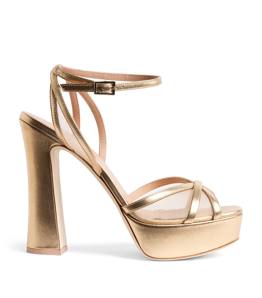 Metallic Leather Sylvie Platform Sandals 125