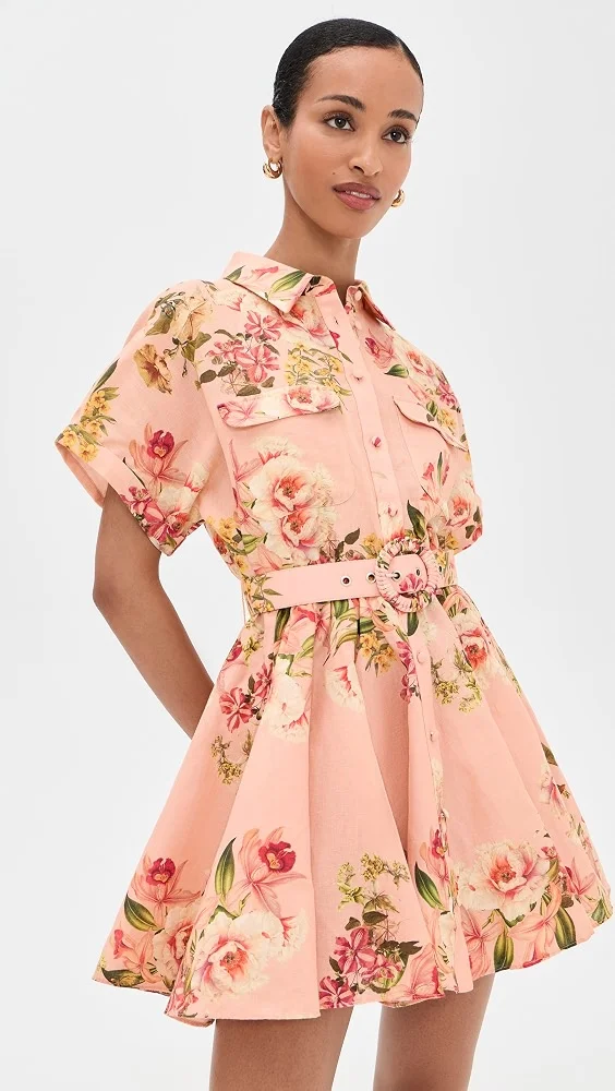 Short Dress with Buckle Belt