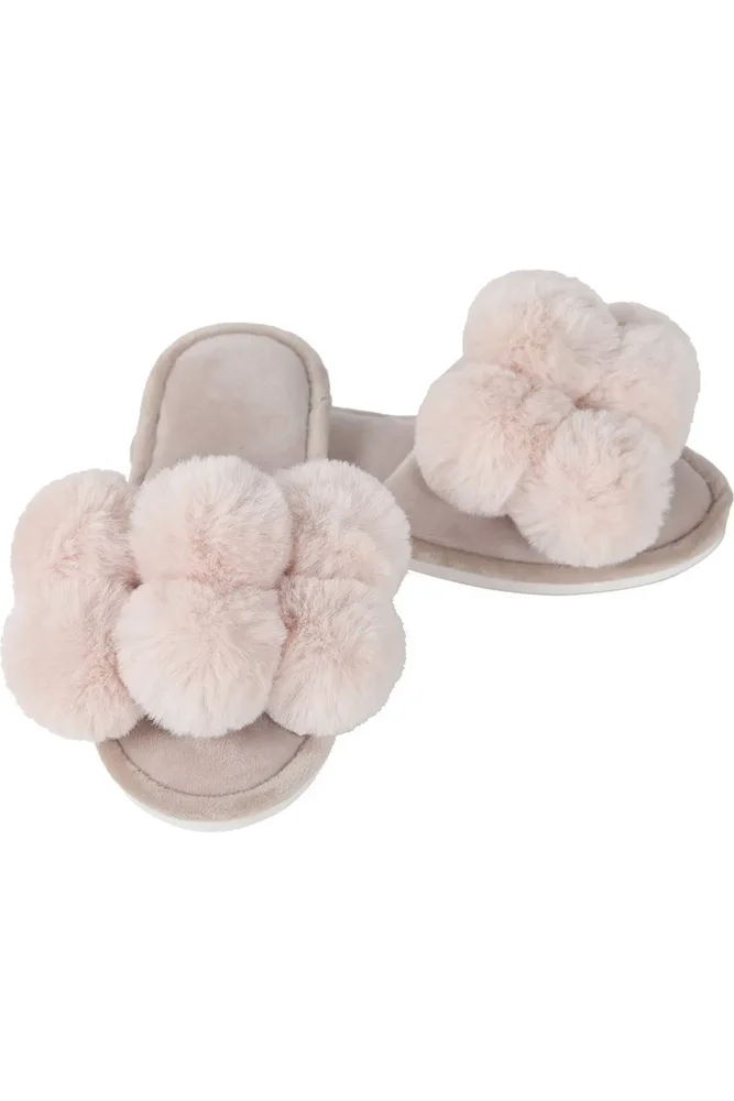 Luxe Faux Fur Pom Memory Foam Slipper