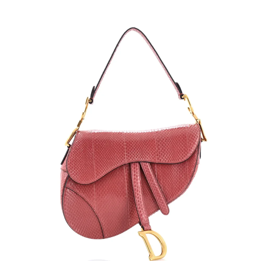 Dior Saddle Handbag Python Medium, Pink
