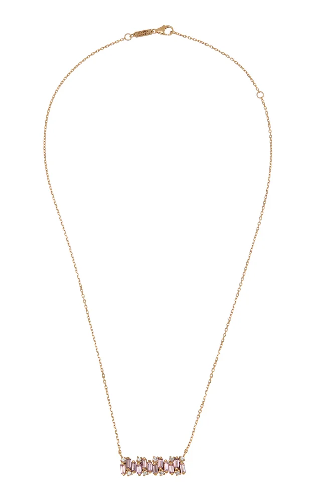 Shimmering 18K Rose Gold Diamond and Sapphire Necklace