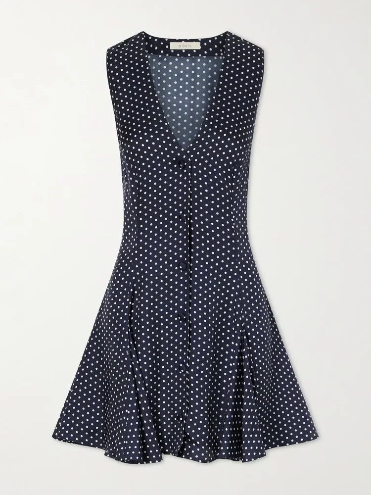 Aubrey polka-dot silk-blend twill mini dress