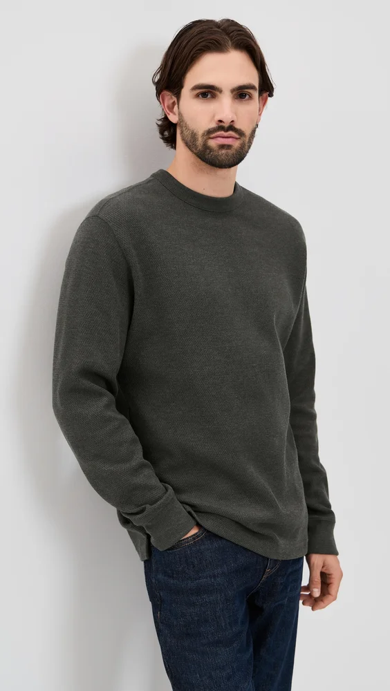 Waffle Knit Thermal Crewneck (Charcoal)