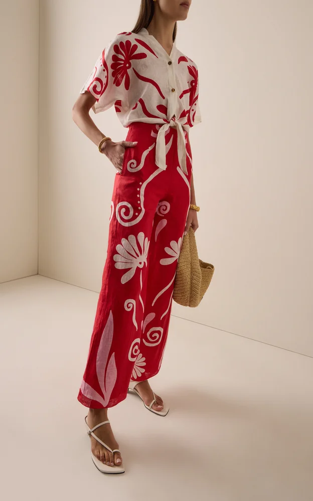 Exclusive Toya Linen Wide-Leg Pants
