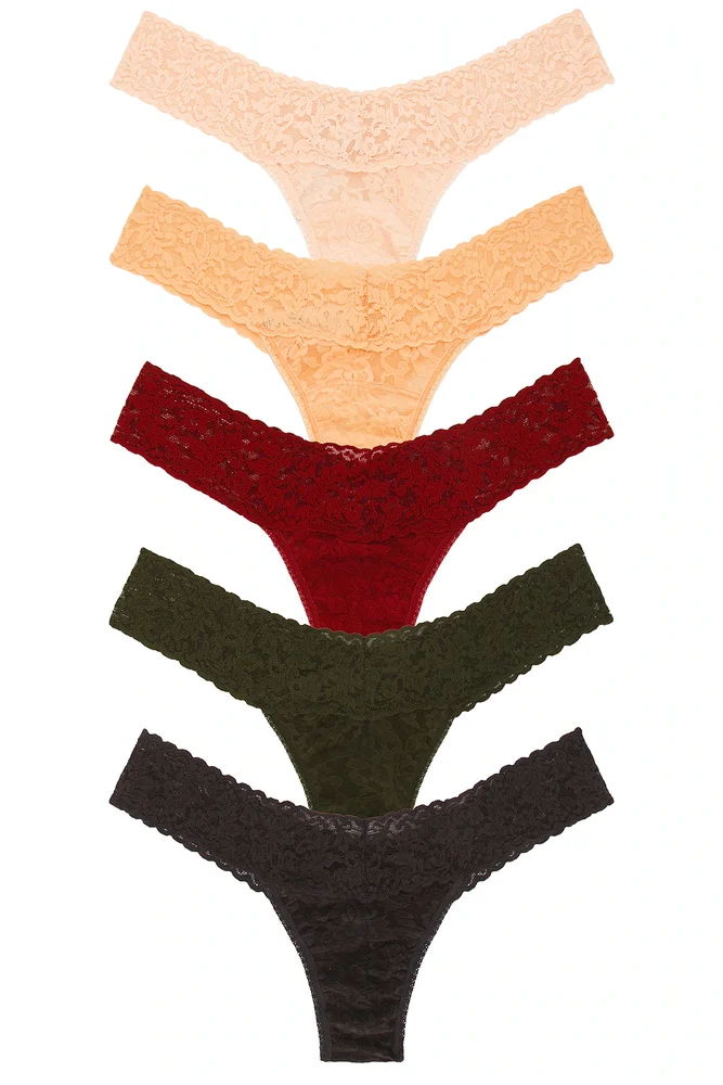 Signature Lace Low Rise Thong 5 Pack