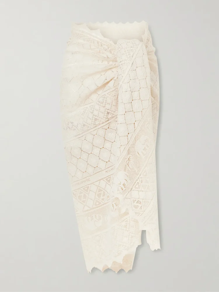 Crocheted cotton pareo - cream - One Size
