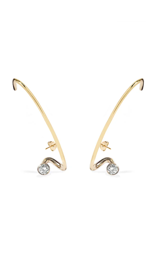 18K Yellow Gold Crescendo Flare Diamond Single Earring