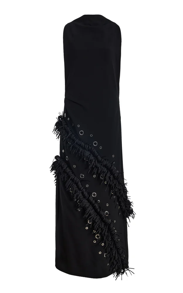 Giovanna Embellished Matte-Crepe Maxi Dress