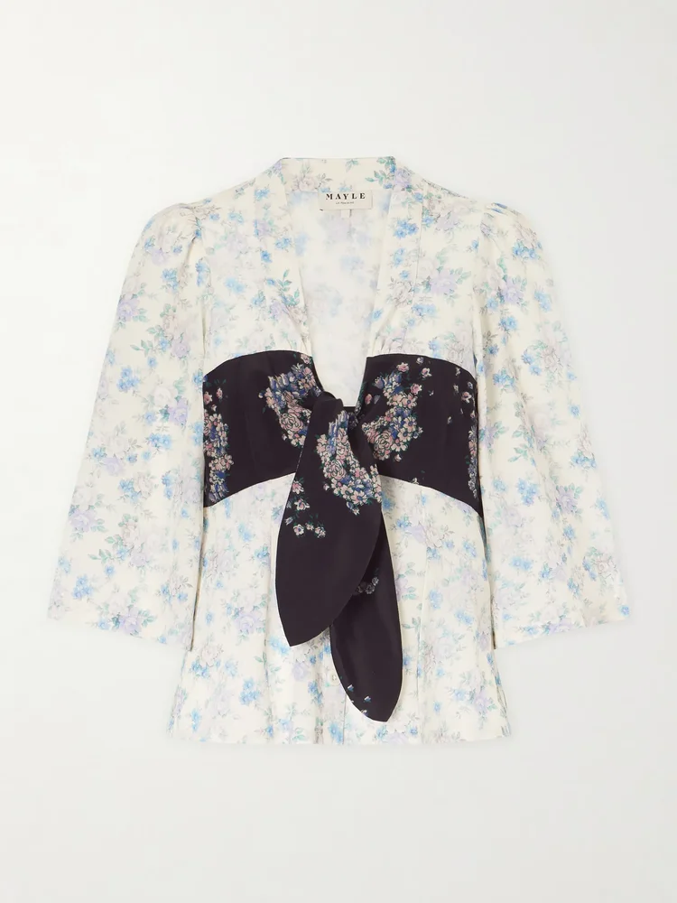 Kazu floral-print silk top