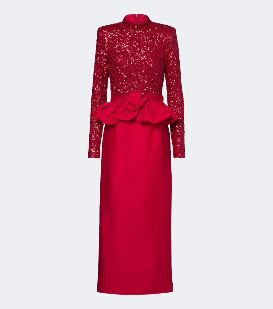 Sequined peplum gown