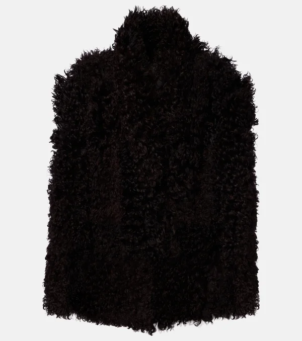 Amara shearling coat in brown - Nour Hammour