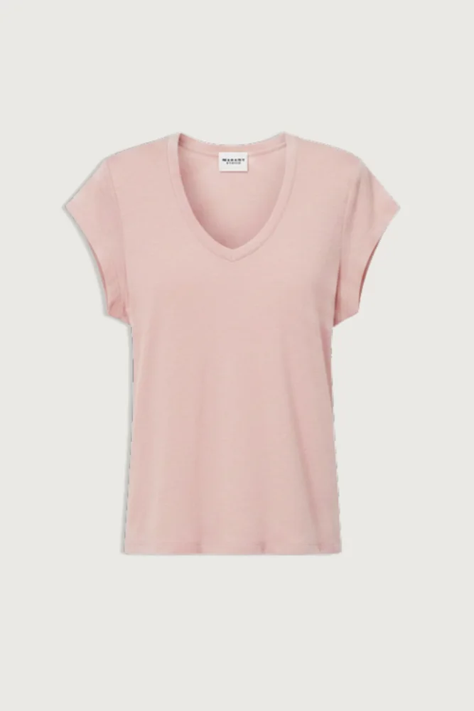 Zankou V-Neck Linen Tee Soft Pink