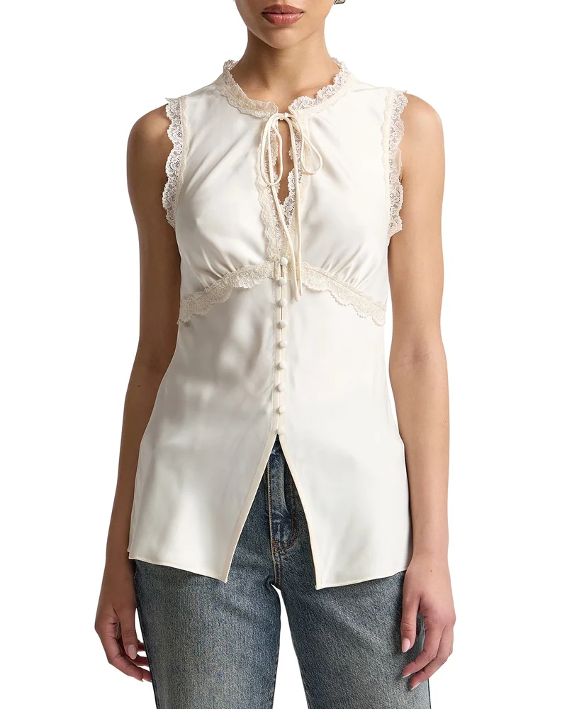 Satin Empire Waist Cutaway Top