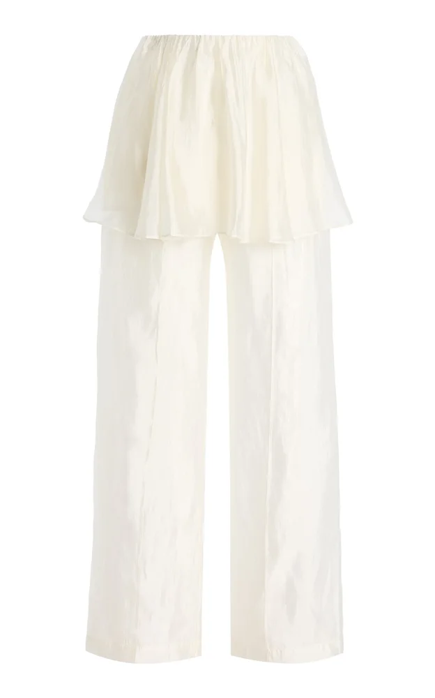 Gilian Skirt-Overlay Organza Peplum Pants