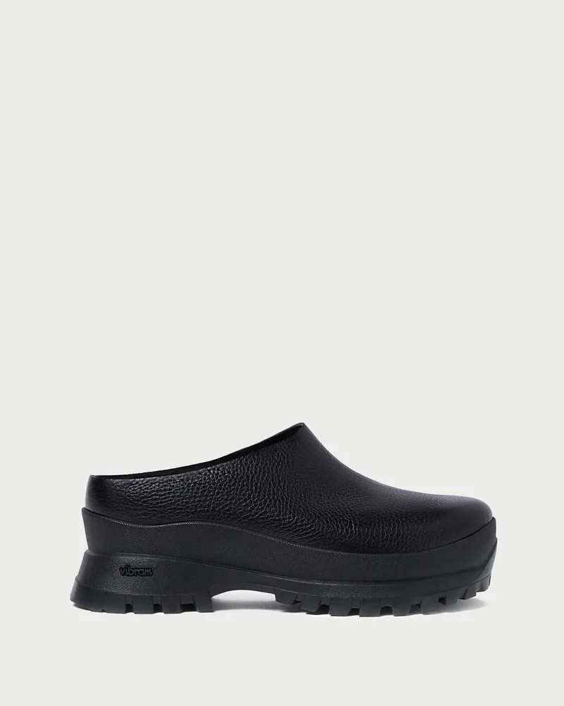 Gemma Black Leather Lug Mule