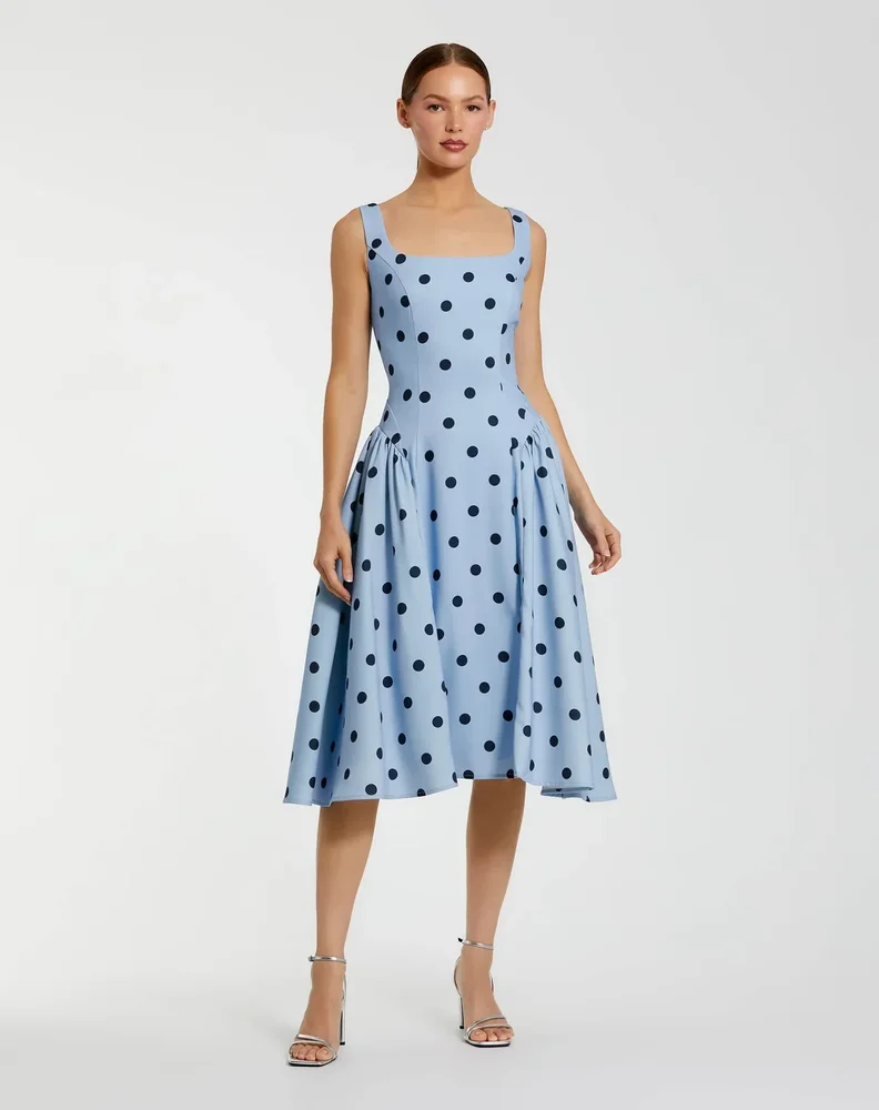 Brown and Ivory Polka Dot Stella Midi Dress