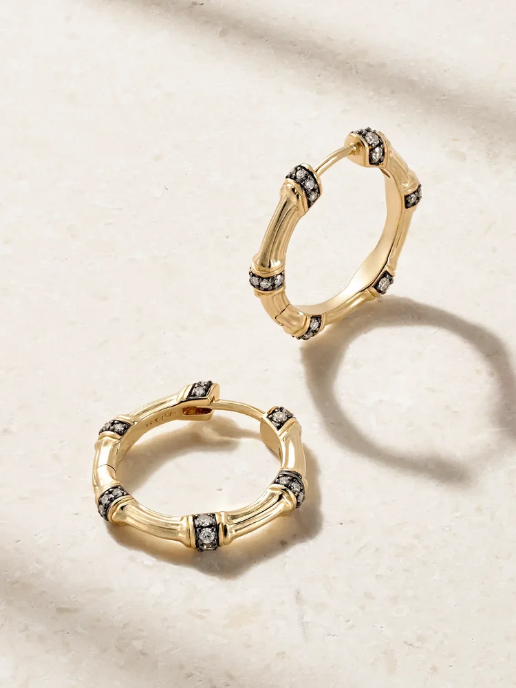 Sciura 14-karat gold rhodium-plated diamond hoop earrings