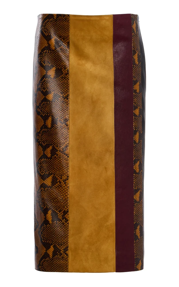 Sirine Pieced Leather Midi Skirt