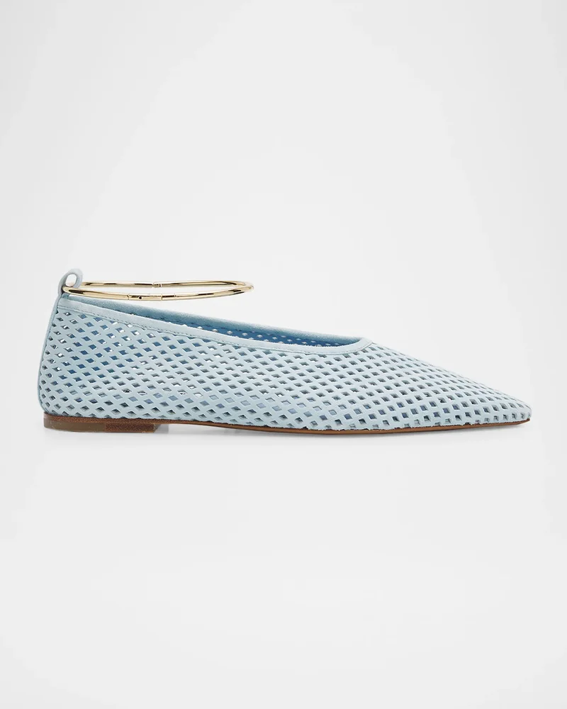 Ring Perforated Suede Ballerina Flats